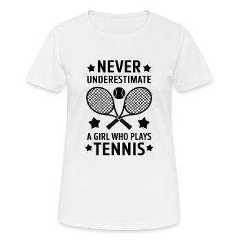 Tennis Saying Girl Funny Tennis Gift - Women's Breathable T-Shirt - white - Front - AI Model Female 172 dark (172cm)