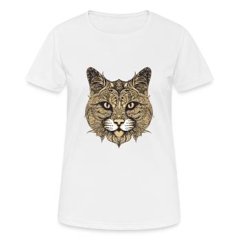 Tête de portrait de chat - T-shirt respirant Femme - blanc - Devant - AI Model Female 172 dark (172cm)