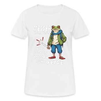 Utilisateurs de MESSER TRÈS LÂCHES - T-shirt respirant Femme - blanc - Devant - AI Model Female 172 dark (172cm)