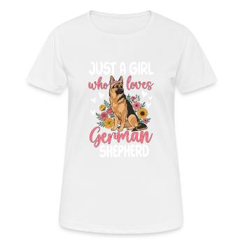 Just A Girl Who Loves German Shepherds - Women's Breathable T-Shirt - white - Front - AI Model Female 172 dark (172cm)