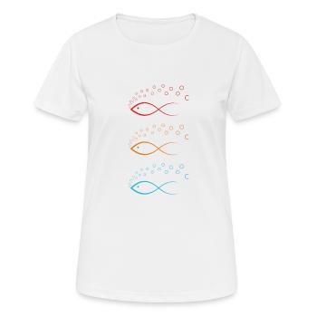 Conception de poisson coloré avec des bulles Conception de poisson coloré - T-shirt respirant Femme - blanc - Devant - AI Model Female 172 dark (172cm)