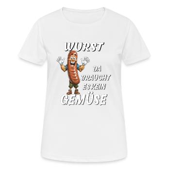SAUCISSE IL N’Y A PAS BESOIN DE LÉGUMES - T-shirt respirant Femme - blanc - Devant - AI Model Female 172 dark (172cm)