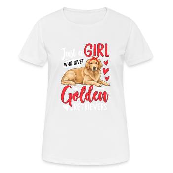 Just A Girl Who Loves Golden Retrievers - Frauen T-Shirt atmungsaktiv - Weiß - Vorne - AI Model Female 172 dark (172cm)
