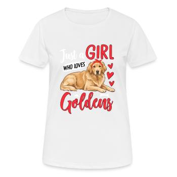 Just A Girl Who Loves Goldens - Women's Breathable T-Shirt - white - Front - AI Model Female 172 dark (172cm)