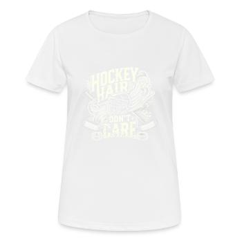 Hockey-Haar ist egal - Frauen T-Shirt atmungsaktiv - Weiß - Vorne - AI Model Female 172 dark (172cm)