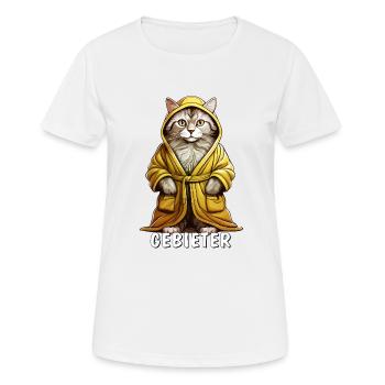 KATZE MANTEL GEBIETER - Frauen T-Shirt atmungsaktiv - Weiß - Vorne - AI Model Female 172 dark (172cm)
