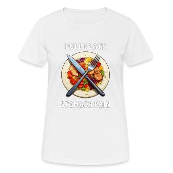 SPEISETELLER FULL PLATE STOMACH PAIN - Frauen T-Shirt atmungsaktiv - Weiß - Vorne - AI Model Female 172 dark (172cm)