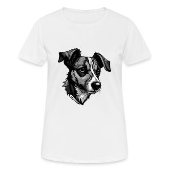 Jack Russel Terrier Hund Portrait - Frauen T-Shirt atmungsaktiv - Weiß - Vorne - AI Model Female 172 dark (172cm)