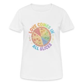 Pride Pizza LGBTQ - Frauen T-Shirt atmungsaktiv - Weiß - Vorne - AI Model Female 172 dark (172cm)