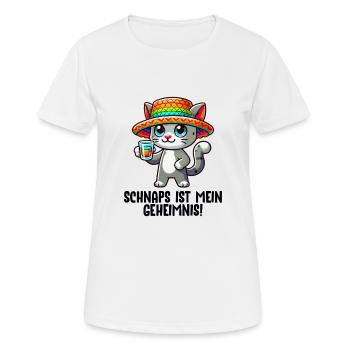 Katze Schnaps Ist Mein Geheimnis - Frauen T-Shirt atmungsaktiv - Weiß - Vorne - AI Model Female 172 dark (172cm)