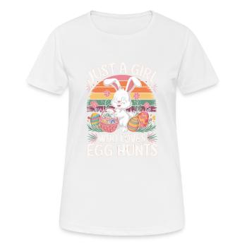 Just a girl who loves Egg Hunts - Frauen T-Shirt atmungsaktiv - Weiß - Vorne - AI Model Female 172 dark (172cm)
