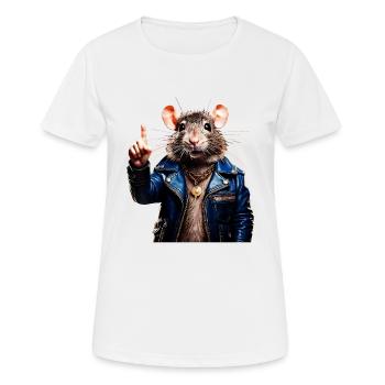 RATTE hebt Zeigefinger - Frauen T-Shirt atmungsaktiv - Weiß - Vorne - AI Model Female 172 dark (172cm)