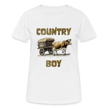 CHARIOT À VACHES GARÇON DE LA CAMPAGNE - T-shirt respirant Femme - blanc - Devant - AI Model Female 172 dark (172cm)