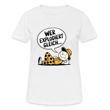 WER EXPLODIERT GLEICH - Frauen T-Shirt atmungsaktiv - Weiß - Vorne - AI Model Female 172 dark (172cm)