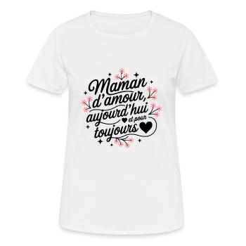Cadeau Maman Fleurs – Idée Originale Fête des Mère - T-shirt respirant Femme - blanc - Devant - AI Model Female 172 dark (172cm)