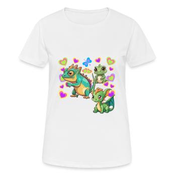 Dino Dinos Kind Kinder - Frauen T-Shirt atmungsaktiv - Weiß - Vorne - AI Model Female 172 dark (172cm)
