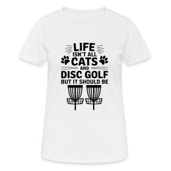 Discgolf Spruch Katzen Lustiges Discgolf Geschenk - Frauen T-Shirt atmungsaktiv - Weiß - Vorne - AI Model Female 172 dark (172cm)