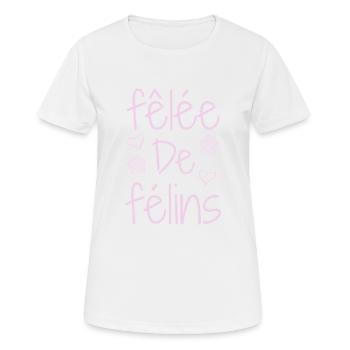 GEKNACKT MIT KATZEN! (chat) - Wortspiele - François - Frauen T-Shirt atmungsaktiv - Weiß - Vorne - AI Model Female 172 dark (172cm)