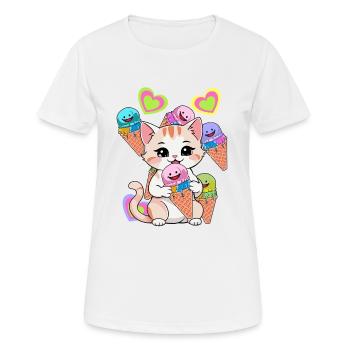 Katze Eis Eiskrem Kinder Kind Süßigkeiten - Frauen T-Shirt atmungsaktiv - Weiß - Vorne - AI Model Female 172 dark (172cm)