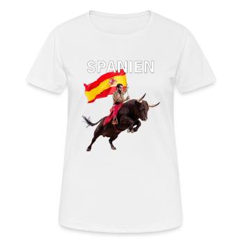SPANIEN - Frauen T-Shirt atmungsaktiv - Weiß - Vorne - AI Model Female 172 dark (172cm)