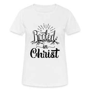 Enraciné dans le Christ - T-shirt respirant Femme - blanc - Devant - AI Model Female 172 dark (172cm)