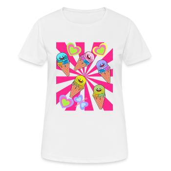 Eis Eiskrem Eiscrem Retro 80er 90er Sommer - Frauen T-Shirt atmungsaktiv - Weiß - Vorne - AI Model Female 172 dark (172cm)