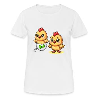 poussin oeuf de Pâques oeufs de Pâques oeufs de poule Enfant de Pâques - T-shirt respirant Femme - blanc - Devant - AI Model Female 172 dark (172cm)