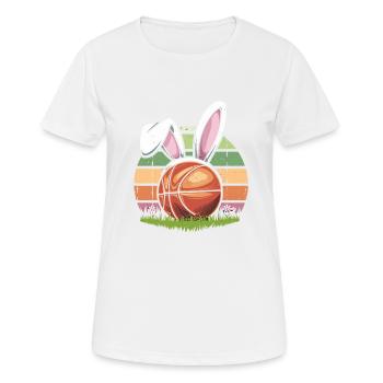 Basket-ball drôle avec des oreilles de lapin de Pâques - T-shirt respirant Femme - blanc - Devant - AI Model Female 172 dark (172cm)