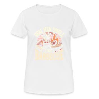 Echte Männer riechen nach Barbecue - Frauen T-Shirt atmungsaktiv - Weiß - Vorne - AI Model Female 172 dark (172cm)