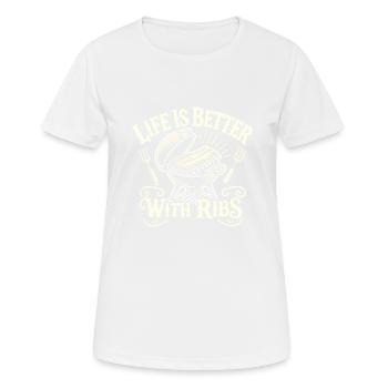 Das Leben ist besser mit Rippchen - Frauen T-Shirt atmungsaktiv - Weiß - Vorne - AI Model Female 172 dark (172cm)