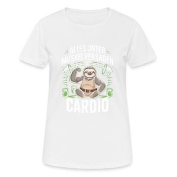 Lustiges Gym Faultier Design - Frauen T-Shirt atmungsaktiv - Weiß - Vorne - AI Model Female 172 dark (172cm)