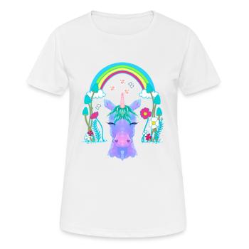 Einhorn Einhörner Regenbogen Fabeltiere Kind - Frauen T-Shirt atmungsaktiv - Weiß - Vorne - AI Model Female 172 dark (172cm)