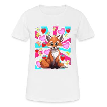 Rétro été renard habitant de la forêt fraises des années 80 - T-shirt respirant Femme - blanc - Devant - AI Model Female 172 dark (172cm)