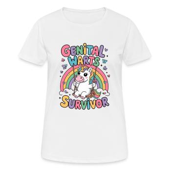 Survivante des verrues génitales, licorne embarrassante - T-shirt respirant Femme - blanc - Devant - AI Model Female 172 dark (172cm)