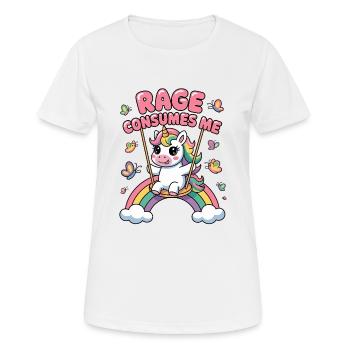 Wut Verschlingt mich, lustige sarkastische Einhorn-Mädchen - Frauen T-Shirt atmungsaktiv - Weiß - Vorne - AI Model Female 172 dark (172cm)