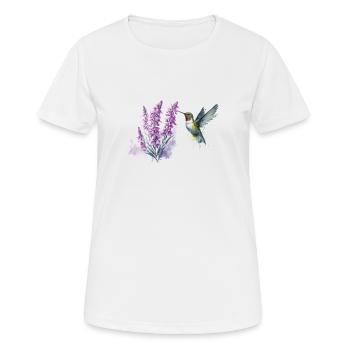 Watercolor Hummingbird Lavender Nectar - Women's Breathable T-Shirt - white - Front - AI Model Female 172 dark (172cm)