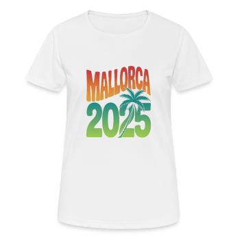 Mallorca 2025 - Frauen T-Shirt atmungsaktiv - Weiß - Vorne - AI Model Female 172 dark (172cm)