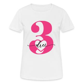 Ziffer Drei 3 mit Herz - Frauen T-Shirt atmungsaktiv - Weiß - Vorne - AI Model Female 172 dark (172cm)
