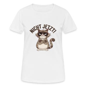 Nicht Jetzt Grummelige Katze Illustration - Frauen T-Shirt atmungsaktiv - Weiß - Vorne - AI Model Female 172 dark (172cm)