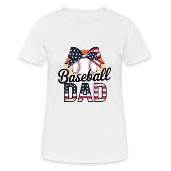 Baseball Dad Pride American Flag Bow - Women's Breathable T-Shirt - white - Front - AI Model Female 172 dark (172cm)