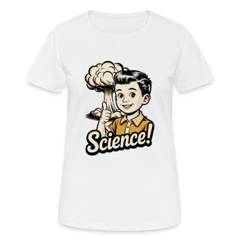 Science – Vintage Atomic Satire Design - Frauen T-Shirt atmungsaktiv - Weiß - Vorne - AI Model Female 172 dark (172cm)