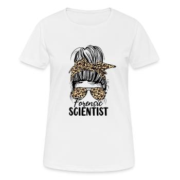 Forensic Scientist Messy Bun Leopard Forensic - Women's Breathable T-Shirt - white - Front - AI Model Female 172 dark (172cm)