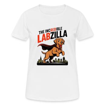 Labzilla – Foxred Labrador in Monster Mode - Women's Breathable T-Shirt - white - Front - AI Model Female 172 dark (172cm)