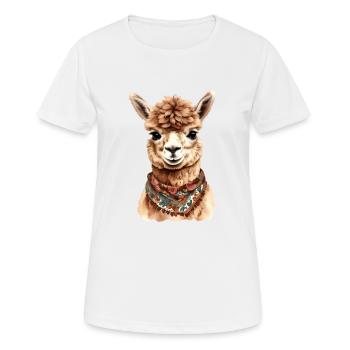 Conception d’animaux d’alpaga - Illustration graphique amusante - T-shirt respirant Femme - blanc - Devant - AI Model Female 172 dark (172cm)