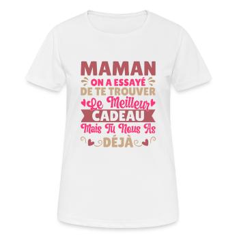 Maman Cadeau Fête Des Mères 2025 Personnalisé - T-shirt respirant Femme - blanc - Devant - AI Model Female 172 dark (172cm)