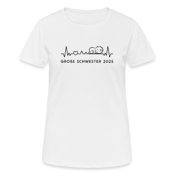 Ich Werde Große Schwester 2025 Baby Ankündigung - Frauen T-Shirt atmungsaktiv - Weiß - Vorne - AI Model Female 172 dark (172cm)