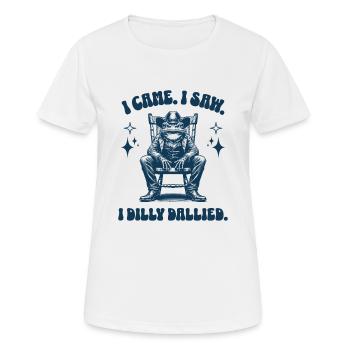 Ich kam Ich sah ich Dilly Dallied Cool Frog Cowboy - Frauen T-Shirt atmungsaktiv - Weiß - Vorne - AI Model Female 172 dark (172cm)