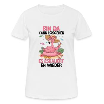 I'm there it can start, it escalates again anyway - Women's Breathable T-Shirt - white - Front - AI Model Female 172 dark (172cm)