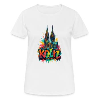 Cathédrale de Cologne style graffiti - T-shirt respirant Femme - blanc - Devant - AI Model Female 172 dark (172cm)