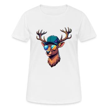 Cool Deer Deer Head Hunter Hunting Wild Forest - Women's Breathable T-Shirt - white - Front - AI Model Female 172 dark (172cm)